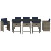 9-delars Trädgårdsdining-set med Kuddar Grå Poly Rattan vidaXL 8 - Sits – miniatyr 7