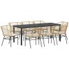 9-delars Trädgårdsdining Set med Kuddar i Brun Poly Rattan vidaXL 200 x 80 x 73 cm – miniatyr 2