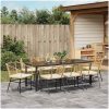 9-delars Trädgårdsdining Set med Kuddar i Brun Poly Rattan vidaXL 200 x 80 x 73 cm – miniatyr 4