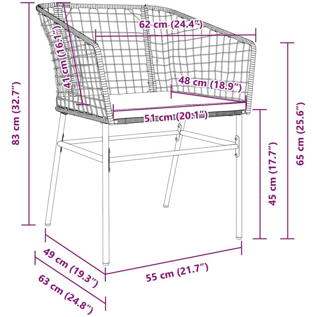 9-delars Trädgårdsdining Set med Kuddar i Brun Poly Rattan vidaXL 200 x 80 x 73 cm – bild 9