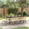 9-delars Trädgårdsdining Set med Kuddar i Brun Poly Rattan vidaXL 200 x 80 x 73 cm – miniatyr 1