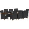 9-delars trädgårdsdining set med kuddar i svart poly rattan. vidaXL 200 x 80 x 73 cm – miniatyr 2