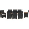 9-delars trädgårdsdining set med kuddar i svart poly rattan. vidaXL 200 x 80 x 73 cm – miniatyr 7