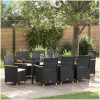 9-delars trädgårdsdining set med kuddar i svart poly rattan. vidaXL 200 x 80 x 73 cm – miniatyr 1