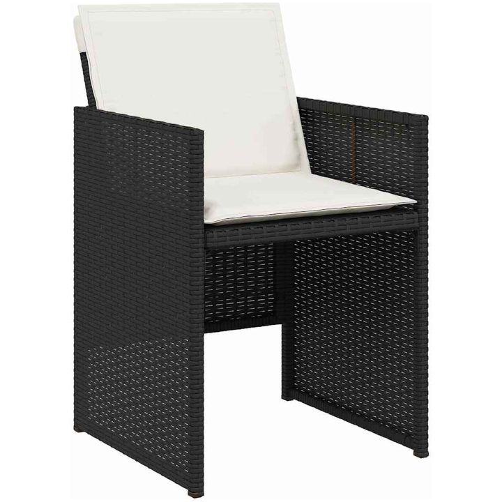9-delars trädgårdsdining-set med kuddar i svart polyrotting vidaXL 200 x 80 x 73 cm – bild 5