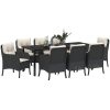 9-delars Trädgårdsdining Set med Kuddar Svart Poly-konstrotting vidaXL 200 x 80 x 73 cm – miniatyr 3
