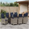 9-delars trädgårdsdining set med kuddar, svart poly rattan vidaXL 200 x 80 x 73 cm – miniatyr 4
