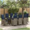 9-delars trädgårdsdining set med kuddar, svart poly rattan vidaXL 200 x 80 x 73 cm – miniatyr 1