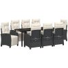 9 Delars Trädgårdsdining Set Svart Poly Rattan vidaXL 200 cm bord – miniatyr 2