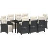 9 Delars Trädgårdsdining Set Svart Poly Rattan vidaXL 200 cm bord – miniatyr 3