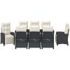9 Delars Trädgårdsdining Set Svart Poly Rattan vidaXL 200 cm bord – miniatyr 7