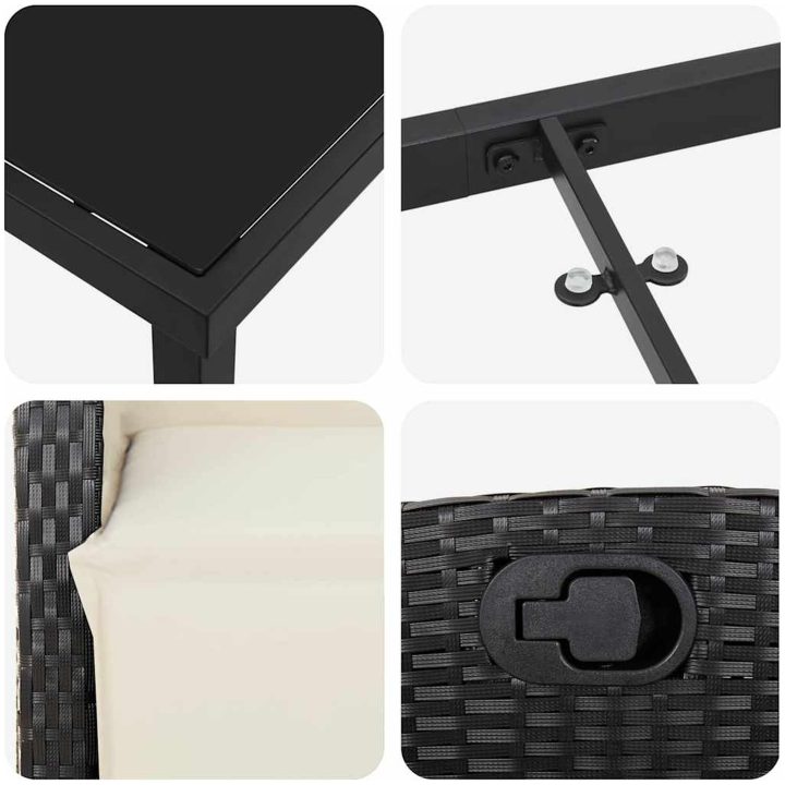 9 Delars Trädgårdsdining Set Svart Poly Rattan vidaXL 200 cm bord – bild 8