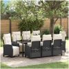 9 Delars Trädgårdsdining Set Svart Poly Rattan vidaXL 200 cm bord – miniatyr 1