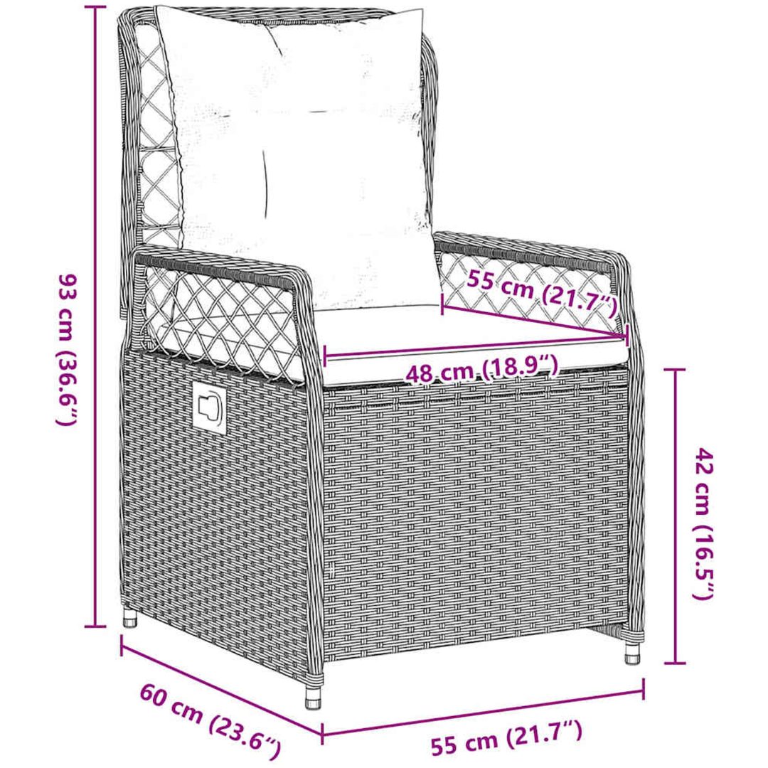 9-delars Trädgårdsduksats Ljusgrå Poly Rattan vidaXL 200 x 80 x 73 cm – bild 9