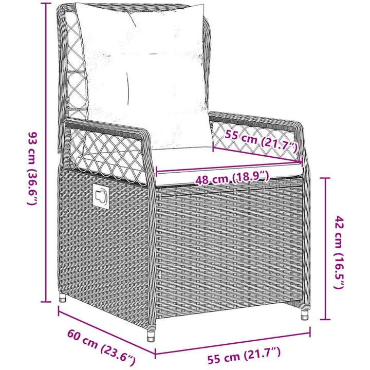 9-delars Trädgårdsduksats Ljusgrå Poly Rattan vidaXL 200 x 80 x 73 cm – bild 9