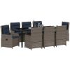 9-delars trädgårdsgrupp, grå, poly-rattan vidaXL 200 x 80 x 73 cm – miniatyr 3