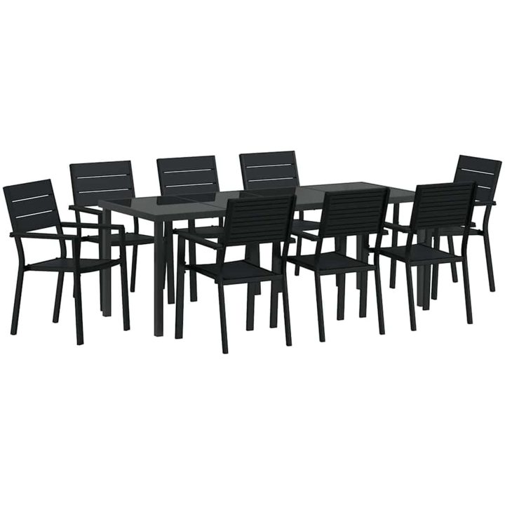 9 Delars Trädgårdsgrupp i svart HDPE vidaXL 200 x 80 x 73 cm – bild 2