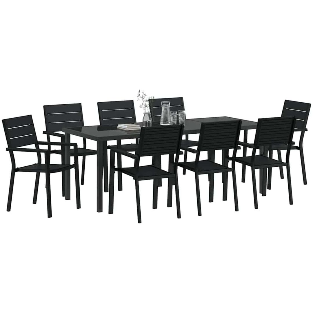 9 Delars Trädgårdsgrupp i svart HDPE vidaXL 200 x 80 x 73 cm – bild 3