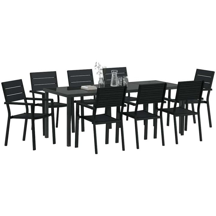 9 Delars Trädgårdsgrupp i svart HDPE vidaXL 200 x 80 x 73 cm – bild 3