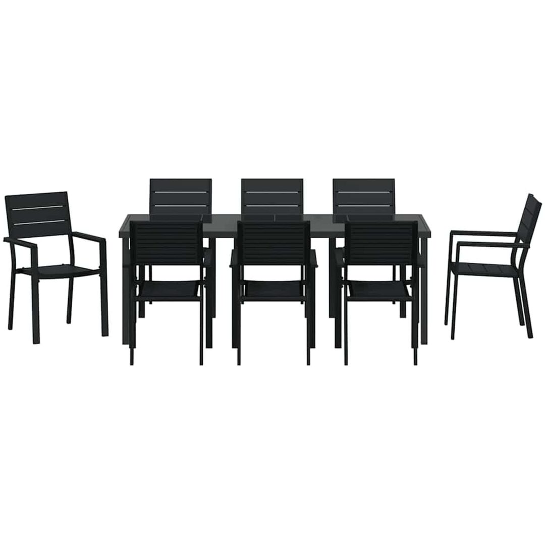 9 Delars Trädgårdsgrupp i svart HDPE vidaXL 200 x 80 x 73 cm – bild 7