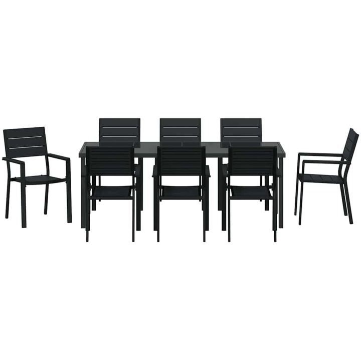 9 Delars Trädgårdsgrupp i svart HDPE vidaXL 200 x 80 x 73 cm – bild 7