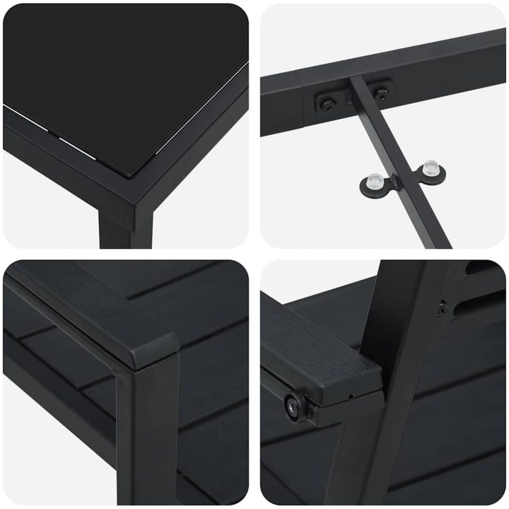 9 Delars Trädgårdsgrupp i svart HDPE vidaXL 200 x 80 x 73 cm – bild 8