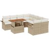 9-delars trädgårdskuddsoffaset i beige polyrotting och akacia vidaXL – miniatyr 2