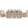 9-delars Trädgårdsmatbord Beige Polyrotting vidaXL 8 - Sits, stor – miniatyr 7