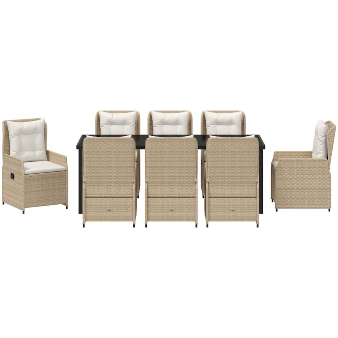 9-delars Trädgårdsmatbord Beige Polyrotting vidaXL 8 - Sits, stor – bild 7