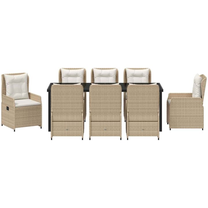 9-delars Trädgårdsmatbord Beige Polyrotting vidaXL 8 - Sits, stor – bild 7