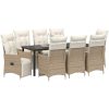 9 Delars Trädgårdsmatbord med Kuddar, Beige, Poly Rattan vidaXL 200 x 80 x 73 cm – miniatyr 3