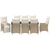 9 Delars Trädgårdsmatbord med Kuddar, Beige, Poly Rattan vidaXL 200 x 80 x 73 cm – miniatyr 7