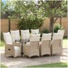 9 Delars Trädgårdsmatbord med Kuddar, Beige, Poly Rattan vidaXL 200 x 80 x 73 cm – miniatyr 1