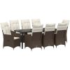 9-delars Trädgårdsmatbord med Kuddar Brun Poly Rattan vidaXL 56 x 59 x 92 cm – miniatyr 2
