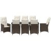 9-delars Trädgårdsmatbord med Kuddar Brun Poly Rattan vidaXL 56 x 59 x 92 cm – miniatyr 7