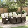 9-delars Trädgårdsmatbord med Kuddar Brun Poly Rattan vidaXL 56 x 59 x 92 cm – miniatyr 1