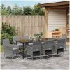 9-delars Trädgårdsmatbord Set Grå Poly Rattan vidaXL 200 x 80 x 73 cm – miniatyr 4