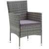 9-delars Trädgårdsmatbord Set Grå Poly Rattan vidaXL 200 x 80 x 73 cm – miniatyr 5