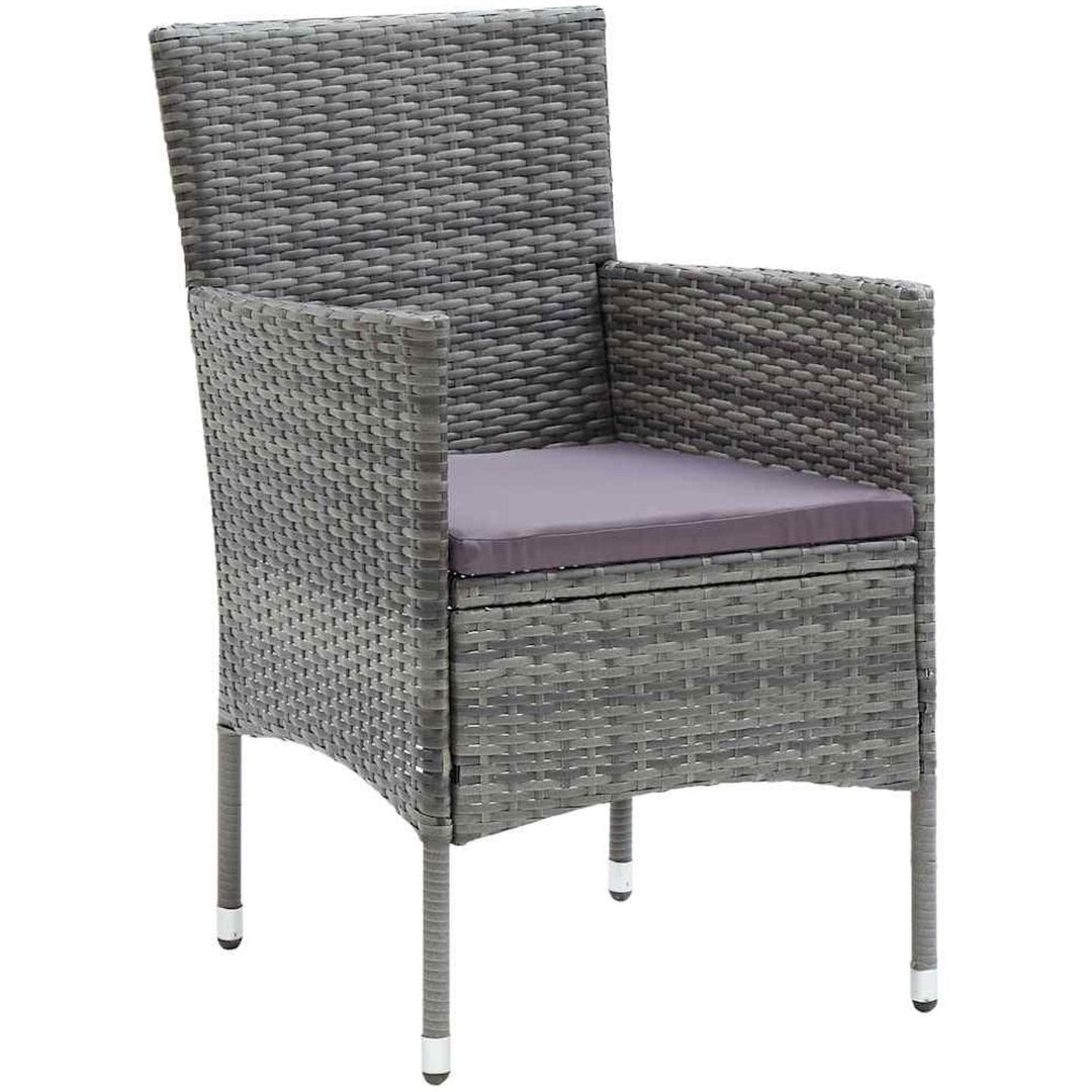 9-delars Trädgårdsmatbord Set Grå Poly Rattan vidaXL 200 x 80 x 73 cm – bild 5
