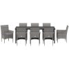 9-delars Trädgårdsmatbord Set Grå Poly Rattan vidaXL 200 x 80 x 73 cm – miniatyr 6