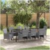 9-delars Trädgårdsmatbord Set Grå Poly Rattan vidaXL 200 x 80 x 73 cm – miniatyr 1