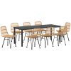9-delars trädgårdsmatbord set i brun poly rattan. vidaXL 200 x 80 x 73 cm – miniatyr 2