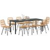 9-delars trädgårdsmatbord set i brun poly rattan. vidaXL 200 x 80 x 73 cm – miniatyr 3