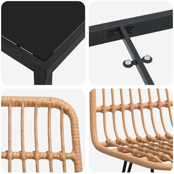 9-delars trädgårdsmatbord set i brun poly rattan. vidaXL 200 x 80 x 73 cm – bild 7