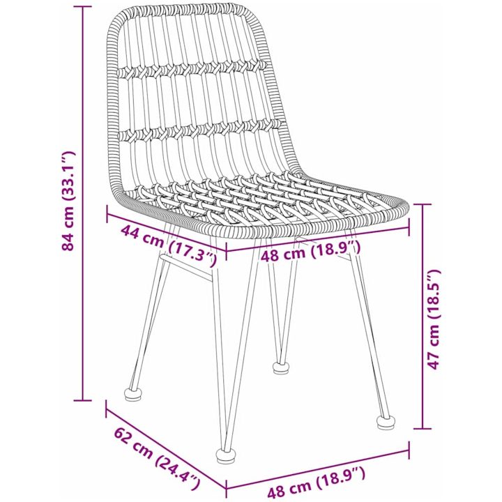 9-delars trädgårdsmatbord set i brun poly rattan. vidaXL 200 x 80 x 73 cm – bild 8