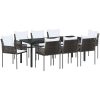 9 Delars Trädgårdsmatbord Set Med Kuddar - Brun, Poly Rattan. vidaXL 200 x 80 x 73 cm – miniatyr 2