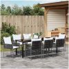 9 Delars Trädgårdsmatbord Set Med Kuddar - Brun, Poly Rattan. vidaXL 200 x 80 x 73 cm – miniatyr 4