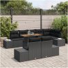 9-delars trädgårdsmatbord set med kuddar, svart poly rattan och akacia. vidaXL 100 x 55 x 73 cm – miniatyr 3
