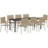 9-delars trädgårdsmatbordset i beige poly rattan vidaXL 200 x 80 x 73 cm – miniatyr 2
