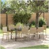 9-delars trädgårdsmatbordset i beige poly rattan vidaXL 200 x 80 x 73 cm – miniatyr 1